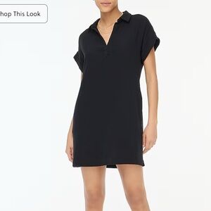 J. Crew Short-sleeve Gauze Popover Dress, Black, Medium